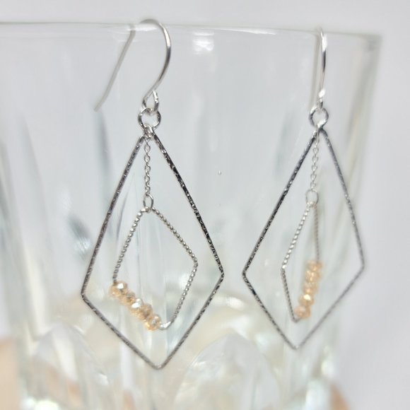 NEW Natural Stone Sterling Silver Wire Earrings - Picture 3 of 4